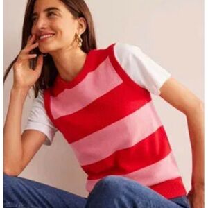 Boden Striped Red and Pink Women's Sweater